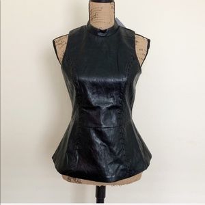 Sugar Lips Black Faux Leather Peplum Top